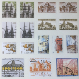 Retro-postzegel-stickers van gebouwen 96 stuks