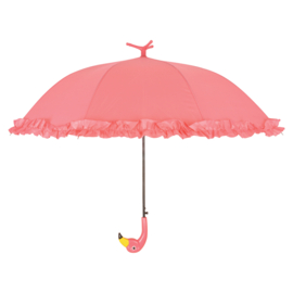 Flamingo Regenschirm mit Rüschen