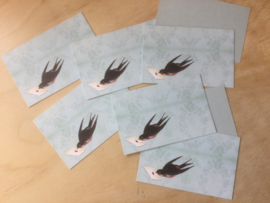 10 swallow thank you cards 8.5 by 5.5 cm