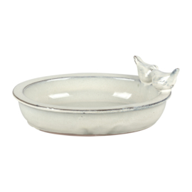 Ceramic oval bird bath, White