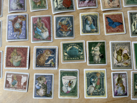 Alice in Wonderland en Pieter Konijn postzegel-stickers 60 stuks