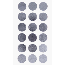 Ronde stickers zilver 15 mm, 4 x 18 stuks