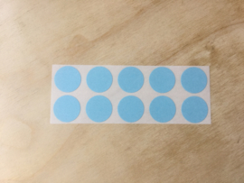 10 Ronde stickers licht blauw 19 mm