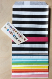 10 Gift Bags  TRANSVERSE STRIPES, 13 by 16,5 cm