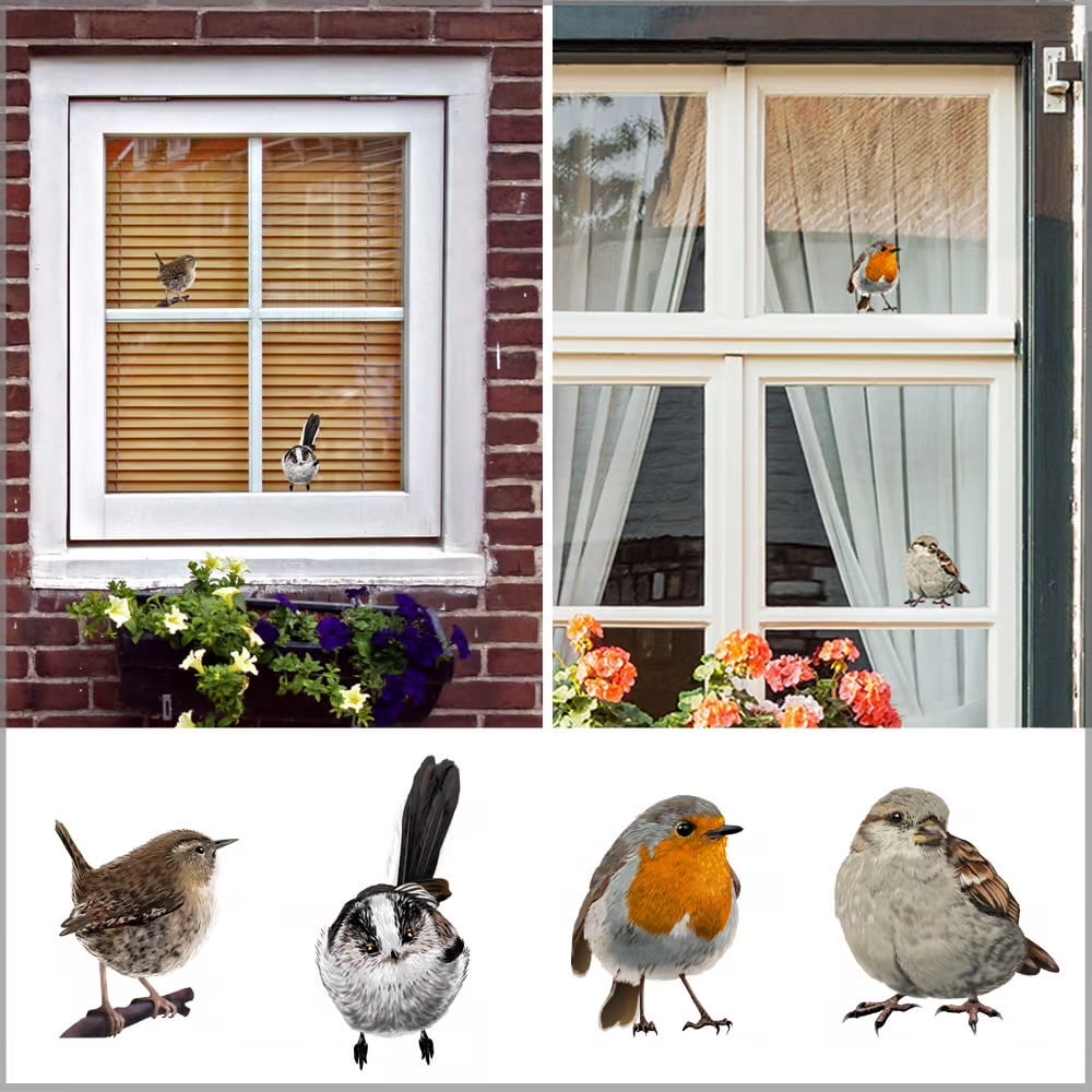 Vogeltjes Mix  dubbelzijdige Raamsticker