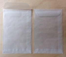 10 Pergamijn / transparante enveloppen zakjes 6,5 cm bij 10,5 cm