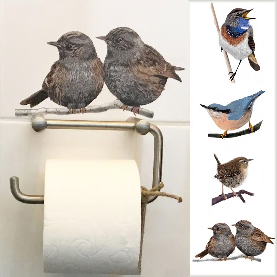 Vogels in blauw en bruin Muurstickers