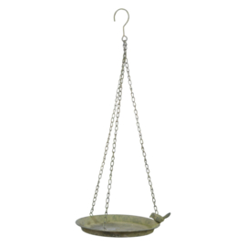 AM Green hanging birdbath 1 bird