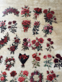 Vintage rode rozen stickers 50 stuks