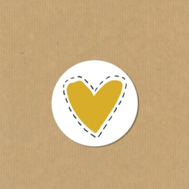 5 Gouden Hart stickers rond 4,7 cm