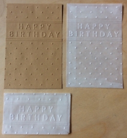 HAPPY BIRTHDAY 10 Pergamijn enveloppen of bruine loonzakjes
