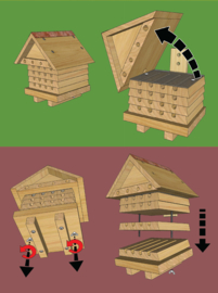 Interactieve Solitaire bijenkast, openklapbaar