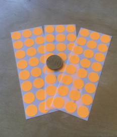 28 Ronde stickers neon oranje 13 mm