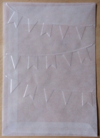 FEEST VLAGGETJES 10 Pergamijn enveloppen of bruine loonzakjes