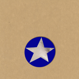 5 ster-stickers rond 4 cm zilver-blauw