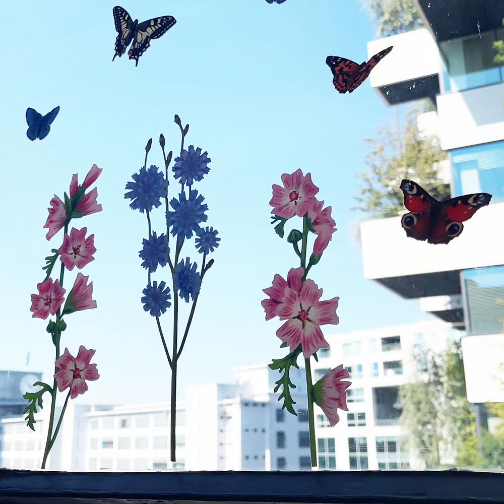 Wilde bloemen | dubbelzijdige Raamsticker