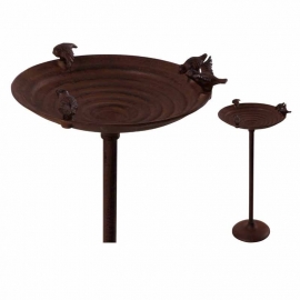 Cast iron Bird bath on high stand, 3 birds