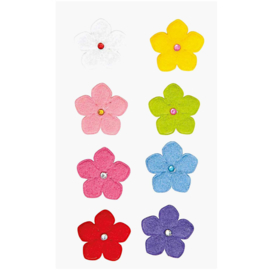 8 Filtzsticker bunte Blumen 2,6 cm