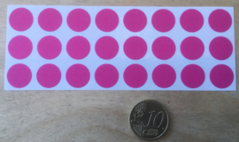 24 Ronde stickers Licht: fuchsia/licht paars/rose 13 mm