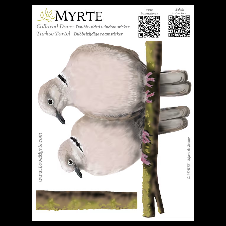 Turkse Tortels | dubbelzijdige Raamsticker