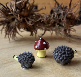 Egels & paddenstoel magneet set 3 stuks