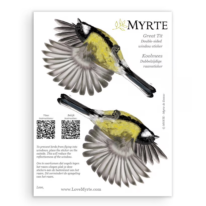 Koolmezen | dubbelzijdige Raamsticker