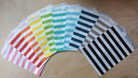 5 Gift Bags  TRANSVERSE STRIPES, 13 by 16,5 cm, by color