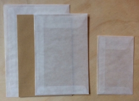 1 Pergamijn / transparante envelop zakje 6,5 cm bij 10,5 cm