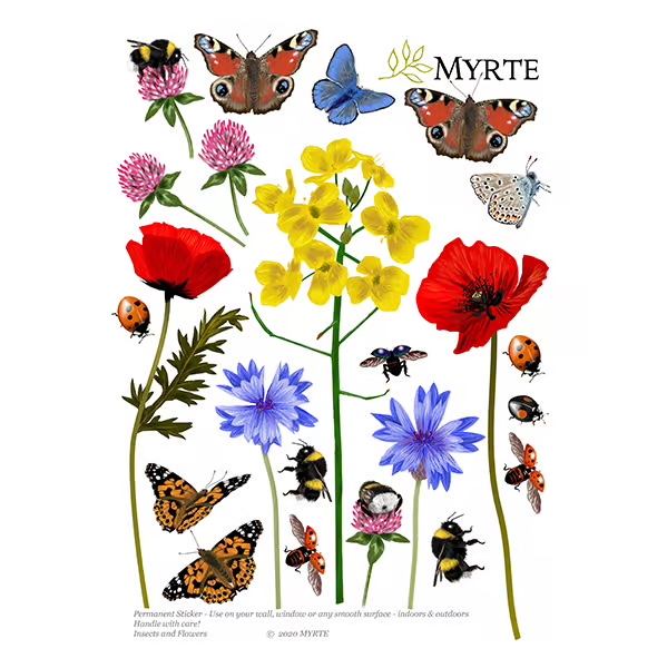 Insecten en Wilde Bloemen Muur-, Camperstickers
