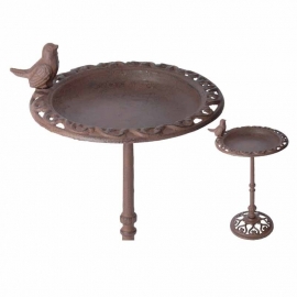 Cast iron Bird bath on high stand, 1 bird