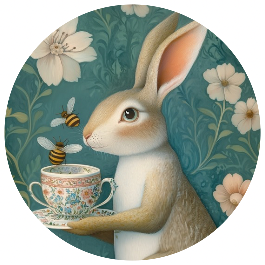 10 stickers Ø 4cm | Animal Tea Time | Hare