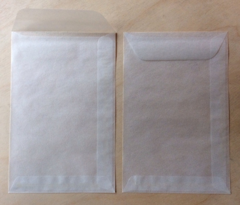 1 Pergamijn / transparante envelop zakje 6,5 cm bij 10,5 cm