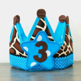 Verjaardagskroon Happy Giraf blauw