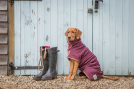 Badjas Ruff & Tumble - bordeaux met kunstlederen bies