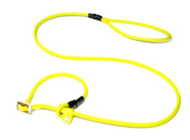 Biothane moxon 6mm - 130 cm met geweistop - neon geel