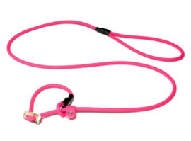 Biothane moxon 6mm - 130 cm met geweistop - neon roze