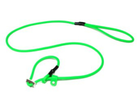 Biothane moxon 6mm - 130 cm met geweistop - neon groen