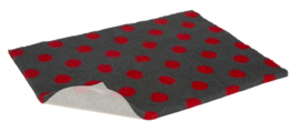 Vetbed Non Slip Houtskool met Rode Stippen
