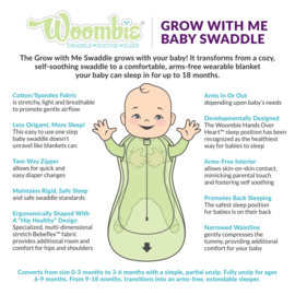 Swaddle Woombie Grow With Me White Black Dots 0-18 months