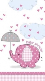 babyshower versiering tafelkleed olifant roze