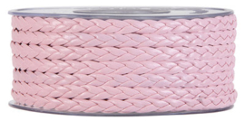 Gevlochten Lint leather twist, licht roze, 7 mm