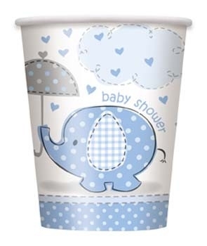Babyshower Bekers 8 stuks olifant blauw