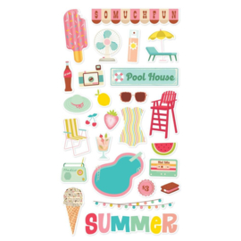 Retro Summer Chipboard Stickers