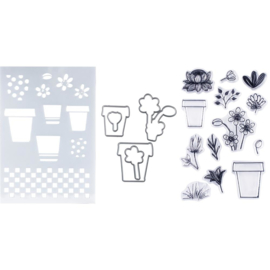 Make Art Stamp, Die & Stencil Set Flower Pot