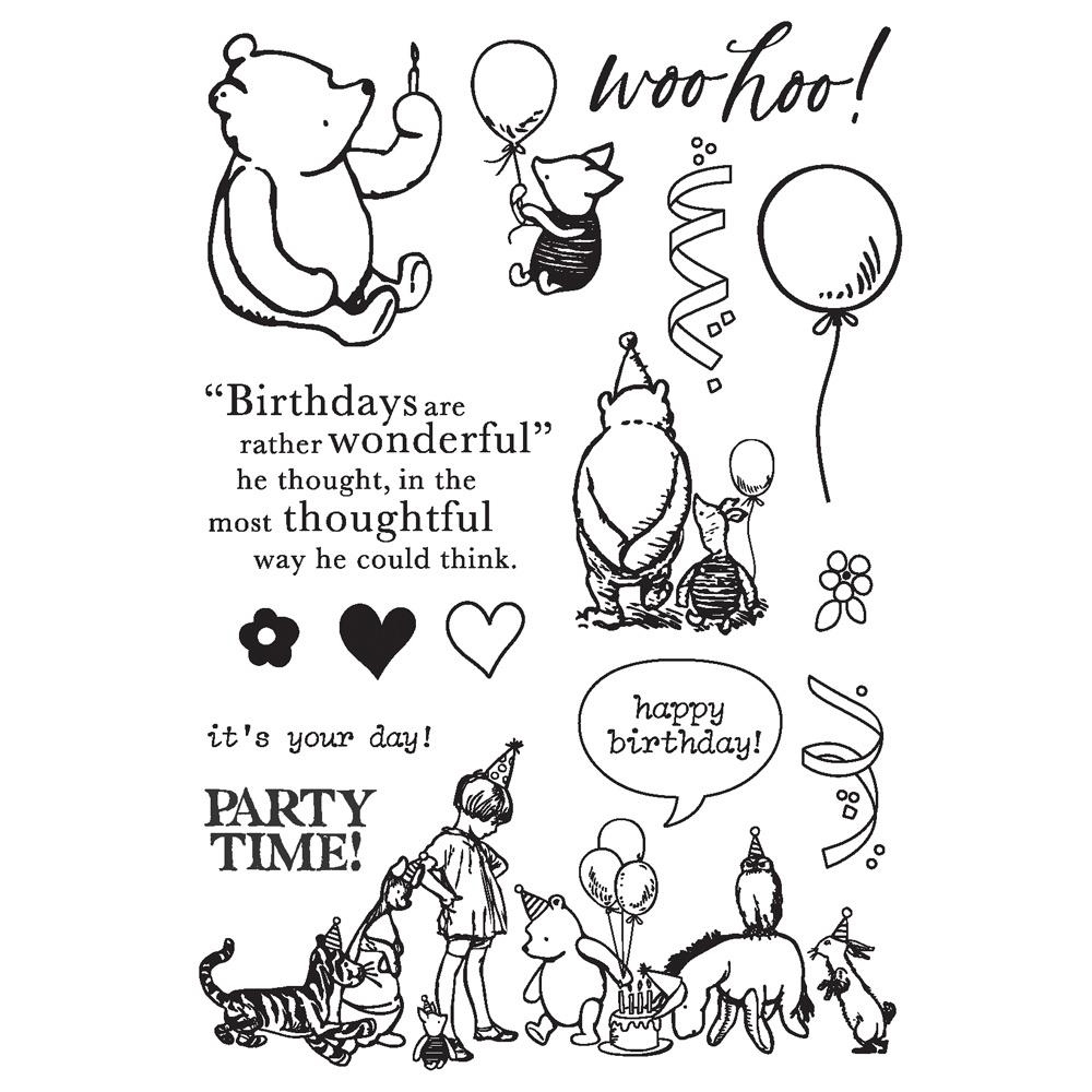 Say Cheese Classic Pooh Birthday Stamps Woo Hoo!