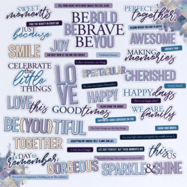 Plume & Petal Chipboard Set Sentiments