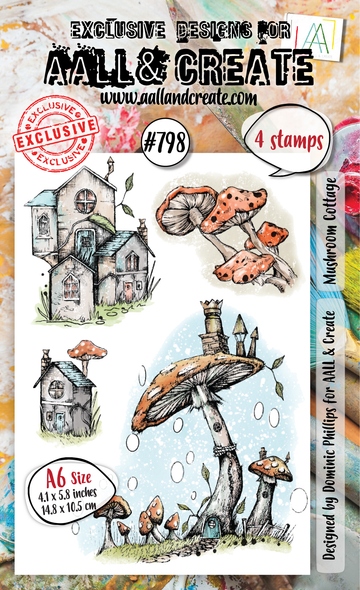 #0798 Mushroom Cottage A6 Clear Stamp Set