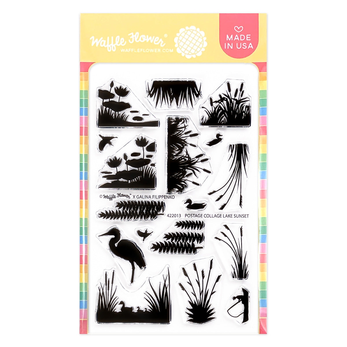 Postage Collage Lake Sunset Stamp Set