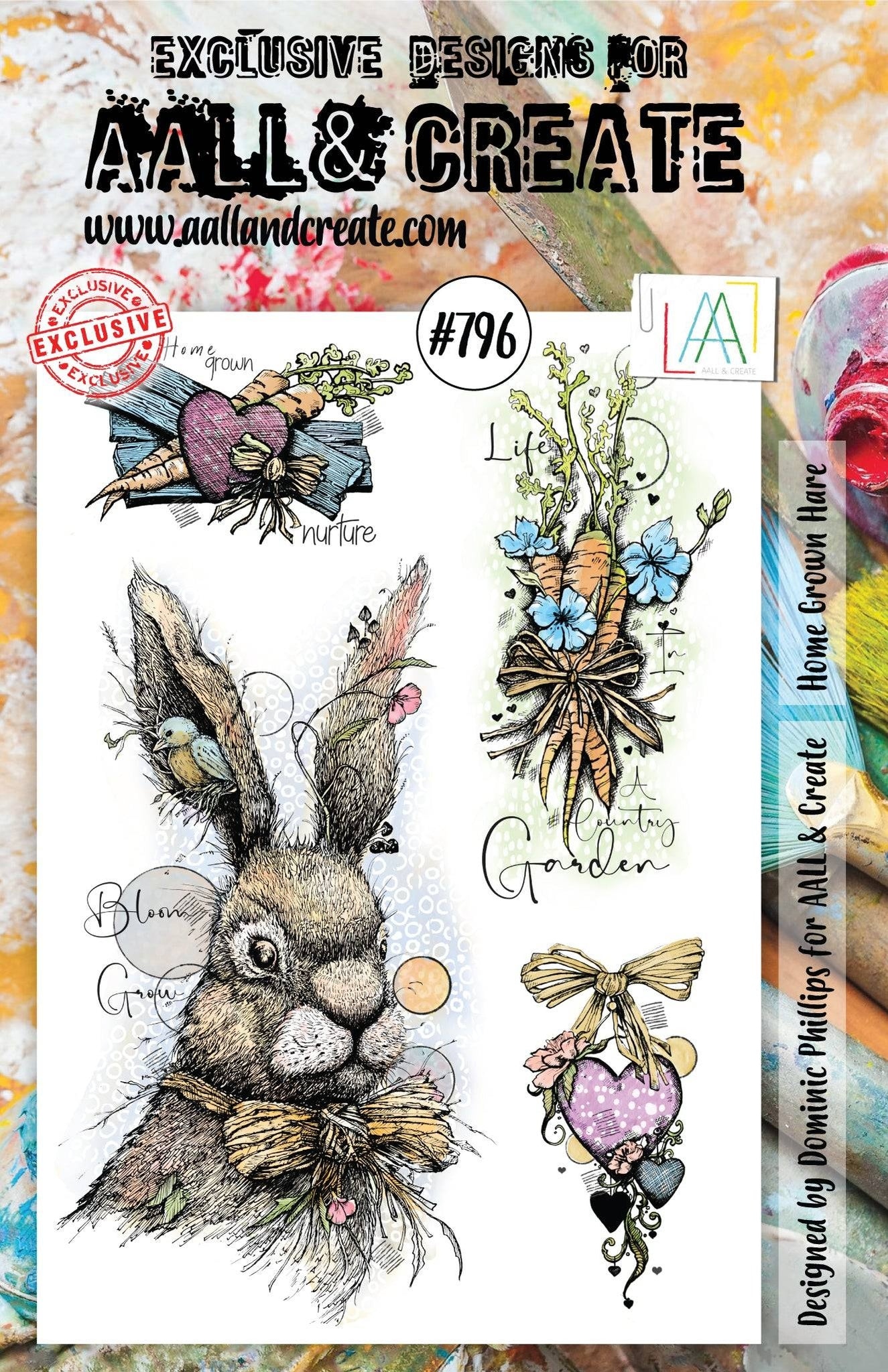 #0796 Home Grown Hare A5 Clear Stamp Set
