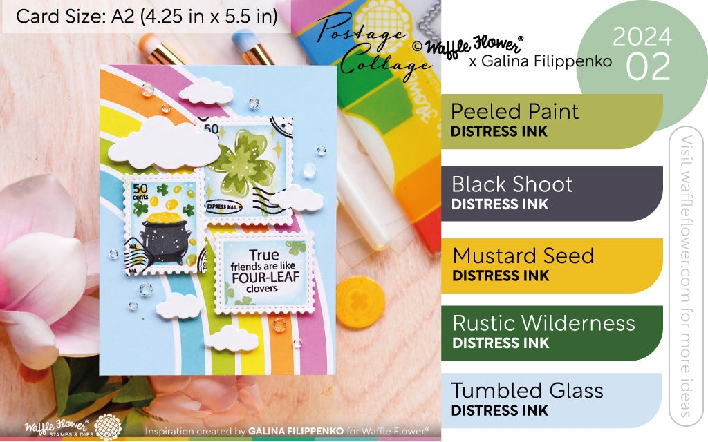 Postage Collage Lucky Stencil Trio